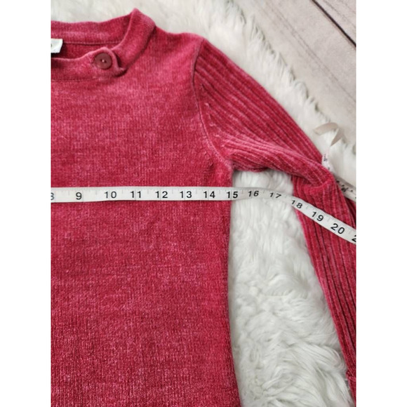 Talbots Womens Pullover Sweater Pink Chenille Long Sleeve Button Crew Neck S - Picture 3 of 6